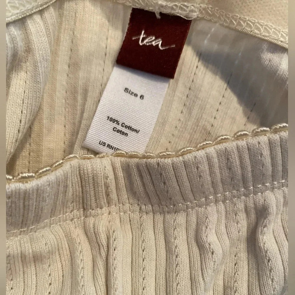 TEA COLLECTION EUC GIRLS IVORY COTTON LEGGINGS PANTS CASUAL BOTTOMS PANTS SIZE 6 - Picture 4 of 4